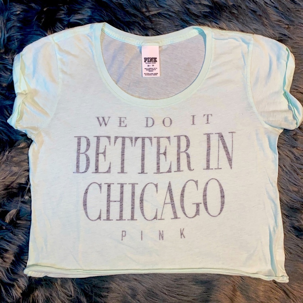 PINK Victoria’s Secret Chicago Cropped Tee - Size XS | Color: Pale Mint